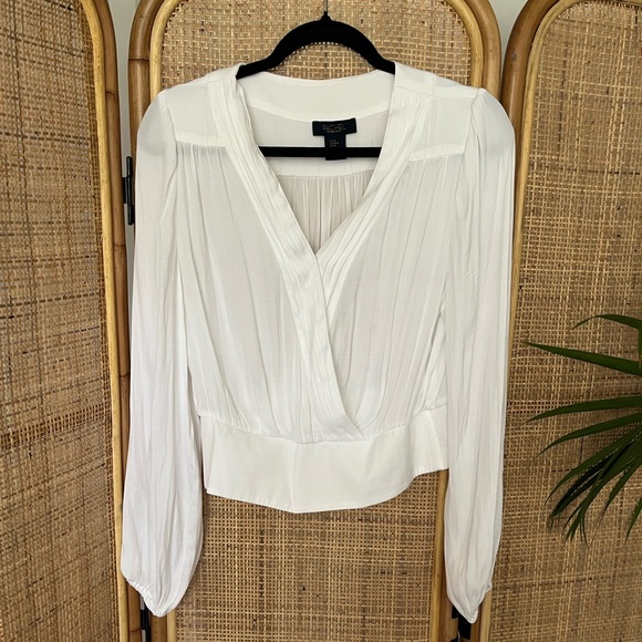 RACHEL Rachel Roy Tops - Rachel Roy White Cropped Wrap Blouse